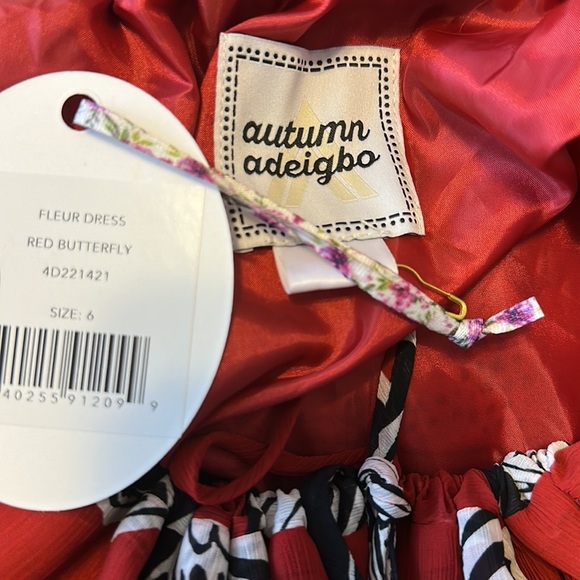 Women’s Autumn Adeigbo Fleur Butterfly red Dress Sz 6 Free People look - Picture 14 of 16